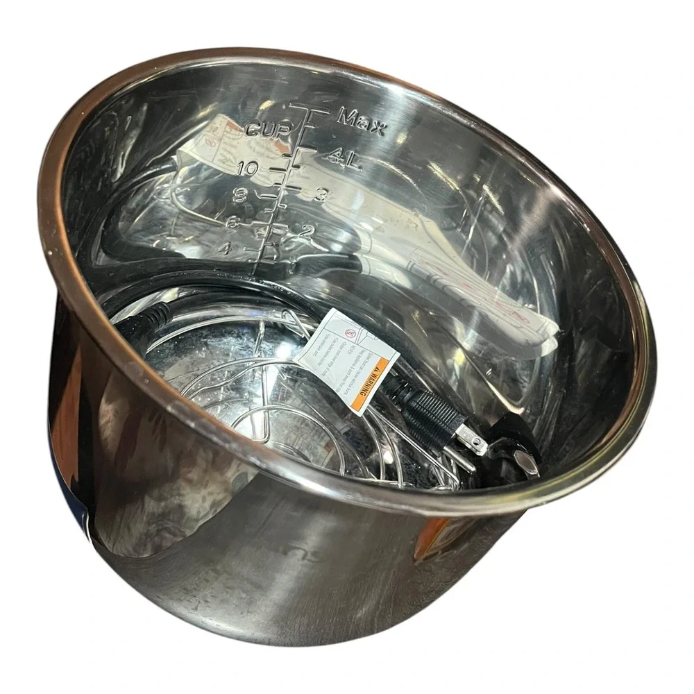 Instant Pot 6 Quart Stainless Steel Inner Pot Replacement Bowl Rack Power & Cord